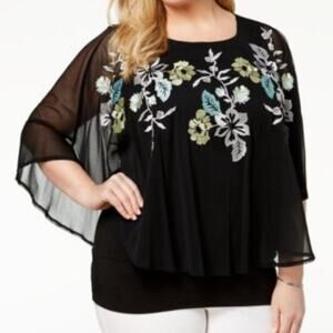 Alfani Embroidered Cape Top-1X